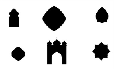Islamic vector shape of a window or door arch. islamic shape illustration design blank islamic shape template frames. Elegant Islamic frame shape. Vector design Set.