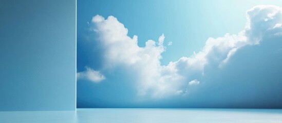 Blue Abstract Background Featuring Textured Wall and Soft Cloudy Sky in Vector Style Design Ideal for Various Creative Projects