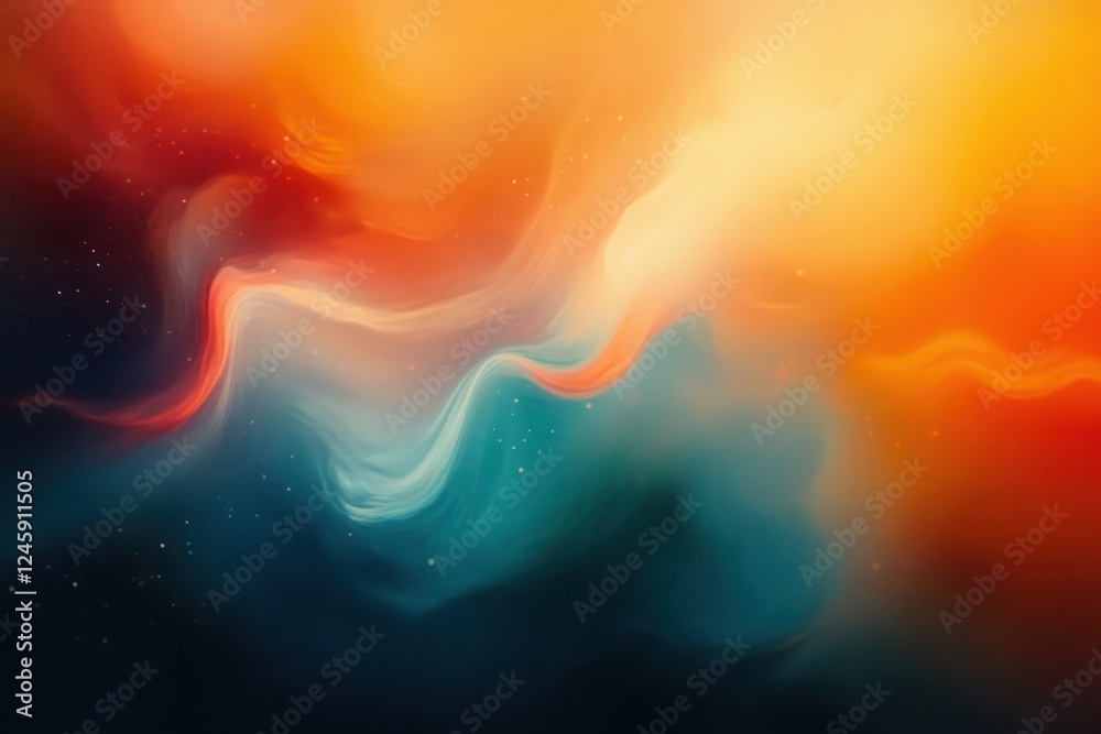 Aufkleber vibrant abstract gradient background in teal and orange, fluid movement with soft light for banner a