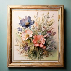 wooden frame with flowers