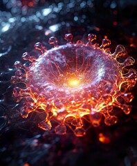 Glowing Human Silhouette Enveloping HMPV Virus Model Medical Research Healthcare Science and Viral Infection Visual