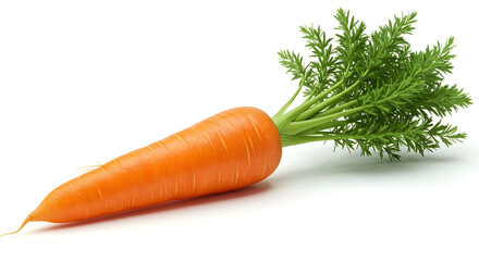 Fresh Organic Carrot Vibrant Orange Green Leafy Top Isolated White Background Healthy Root Vegetable Nutrition