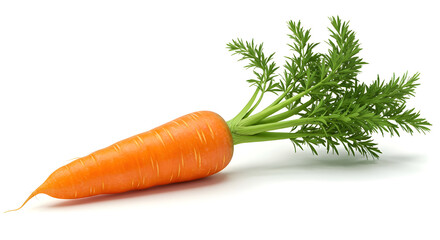 Fresh Organic Carrot Vibrant Orange Green Leafy Top Isolated White Background Healthy Root Vegetable Nutrition