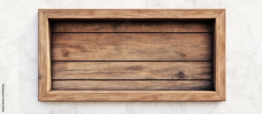 Aufkleber brown wooden wall with isolated rectangular window showcasing a rustic design on a white background 