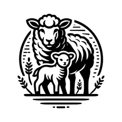 black and white sheep logo design