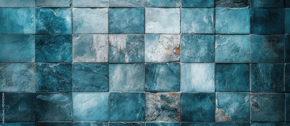 Wall mural blue gray slate stone wall tile texture background with empty copyspace for text ideal for design an