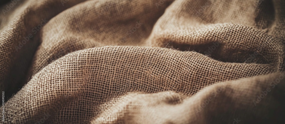 Poster Burlap fabric texture for design applications showcasing natural woven patterns and earthy tones ideal for rustic or organic themes