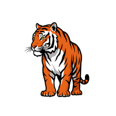 Obraz premium Vibrant Orange Tiger Illustration with White and Black Stripes