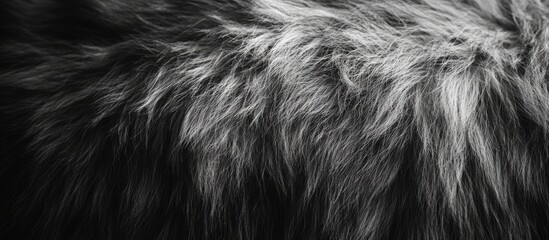 Fototapeta premium Textured close-up of black and white animal fur showcasing an intricate pattern of soft, plush wool against a grey background.