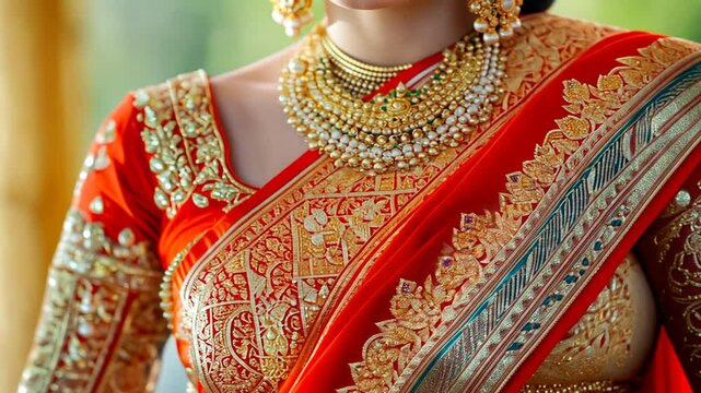 Magnificent Indian Bride in Red Banarasi Silk Saree