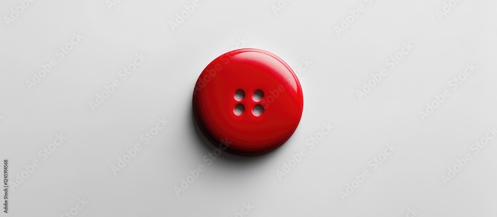 Aufkleber red button mockup with two holes on a clean white background ideal for graphic design and advertisin