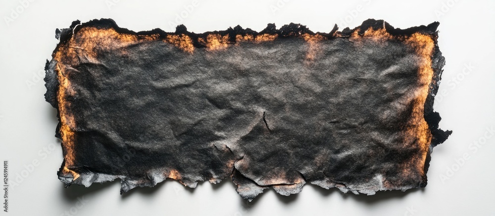 Poster burnt paper texture isolated on white background with copy space for creative designs and artistic p