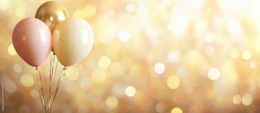 Poster elegant butter balloons with blurred festive background and space for text ideal for celebrations an