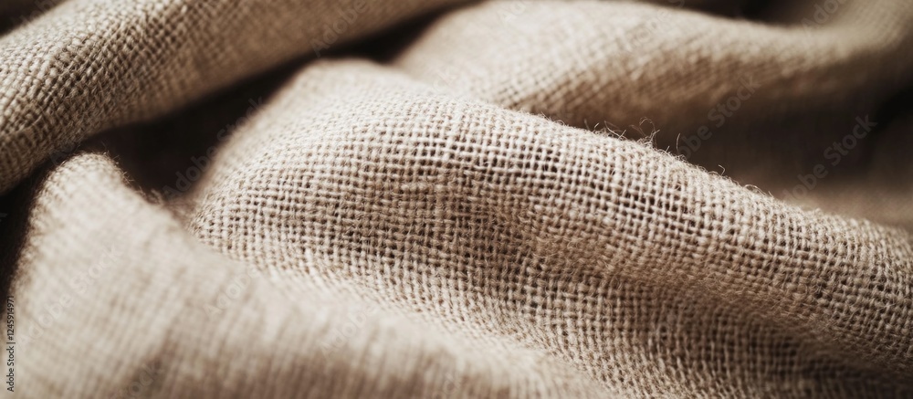 Poster woven burlap texture in light brown showcasing natural jute fibers for rustic textile design and cra