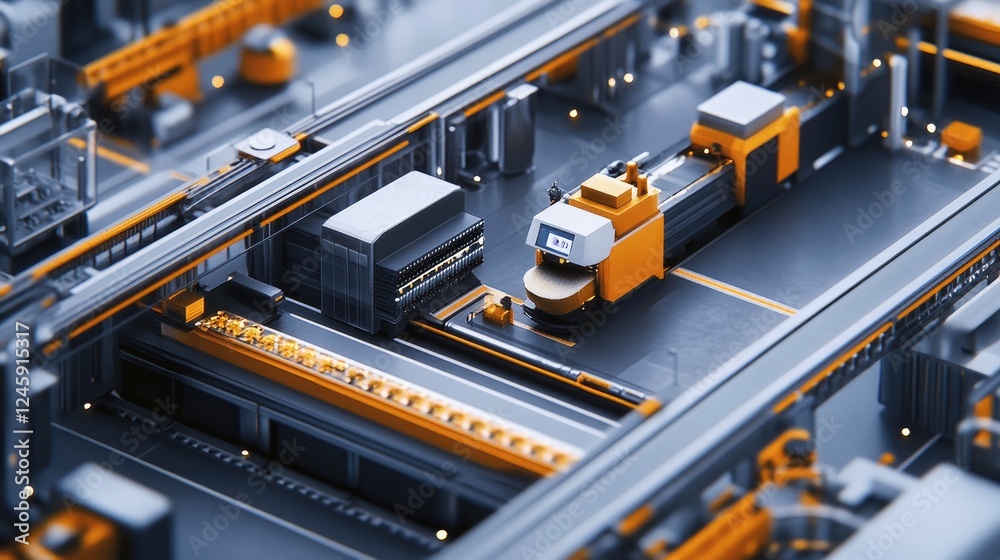 Leinwandbilder aerial perspective of a manufacturing facility with interconnected sensor nodes, showcasing the effi