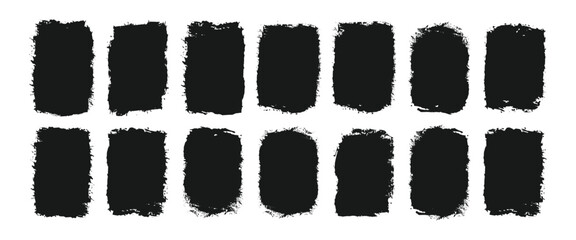 Black brush strokes vector illustration, abstract grunge texture on white background. Artistic design element, paint smear, ink splatter, creative graphic element