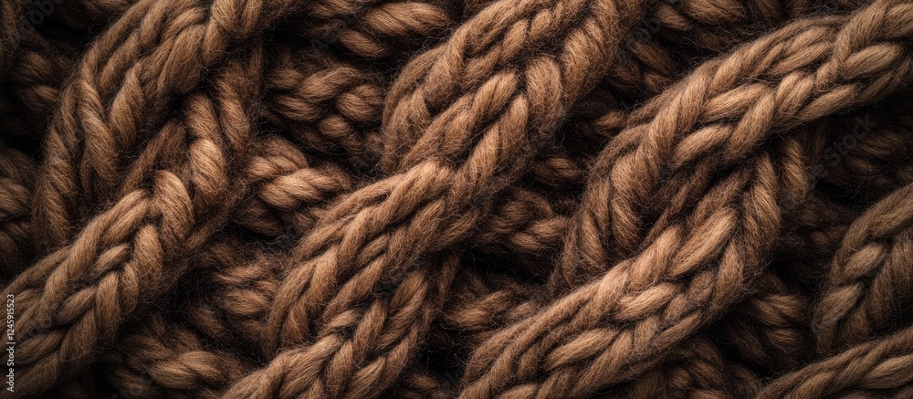 Poster brown knitted wool texture with intricate braiding showcasing warmth and craftsmanship perfect for t