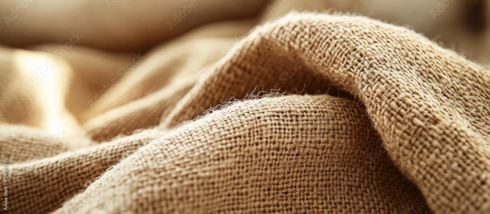 Aufkleber light brown burlap texture close-up woven hessian fabric background rustic natural textile pattern f