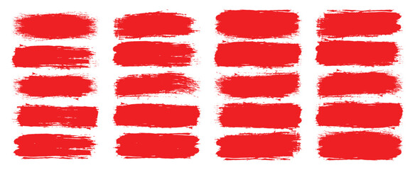 Brush strokes vector. Red of grunge brush paint, collection of grunge red paint, ink brush strokes. Brushes, lines, brush, strokes, grunge, dirty, backdrop. Grunge backgrounds set - stock vector
