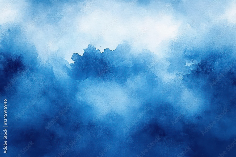 Aufkleber abstract watercolor background in blue and white soft textured cloudy design