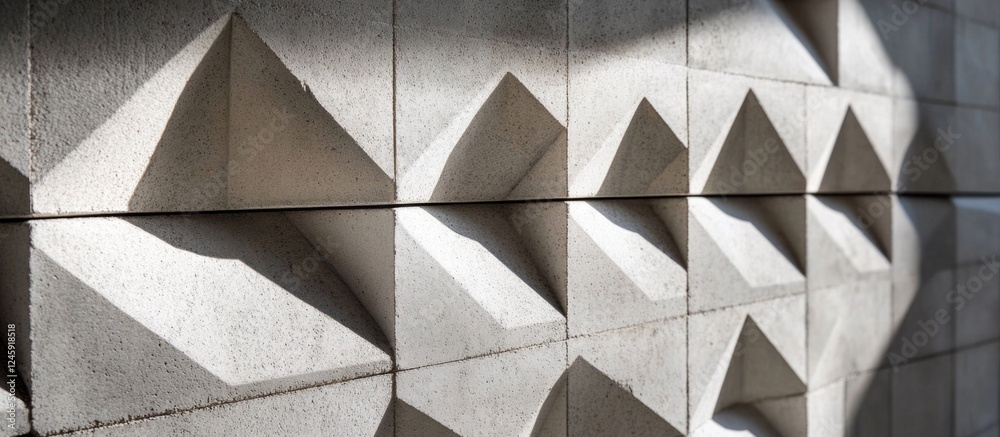 Poster architectural detail of breeze block tiles casting shadows on a wall in natural light showcasing geo