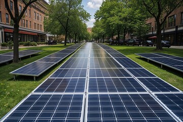 Solar Energy Panels in City Parks for Sustainable Clean Power Solutions