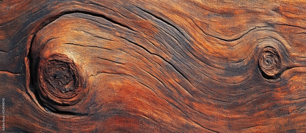 Poster dark wooden texture featuring intricate knots and natural patterns ideal for backgrounds or design e