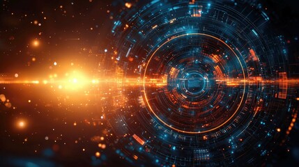 Obraz premium Abstract Futuristic Technology: Digital Network Interface, Global Data System.