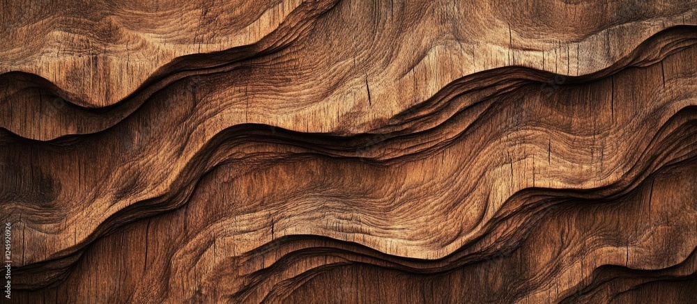 Poster abstract wavy brown wooden texture background with rich grain patterns creating a natural and organi