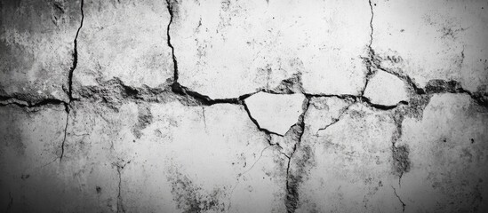 Aged black and white cracked marble wall texture with distressed appearance ideal for backgrounds or artistic designs.