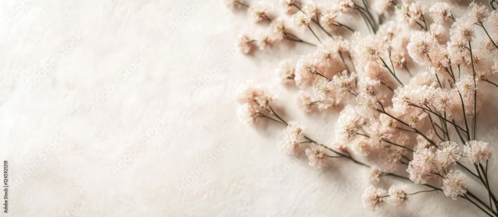Poster mimosa branch on soft background ideal for greeting card mockup for mother's day and international w