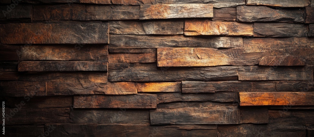 Poster textured brown wall background composed of layered wooden logs creating a rustic and warm ambiance s