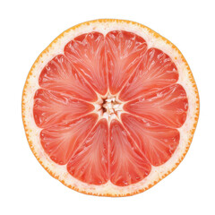 Freshly sliced grapefruit, vibrant pink flesh with juicy texture, perfect for healthy recipes or refreshing morning beverages. Isolated on white background or PNG