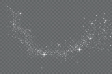 Christmas background. Powder PNG. Magical bokeh glows with white dust. Small realistic glare on transparent background Png. Design elements for cards, invitations, backgrounds, screensavers.
