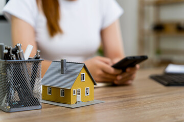 home loan calculation, house with money, finance and valuation.