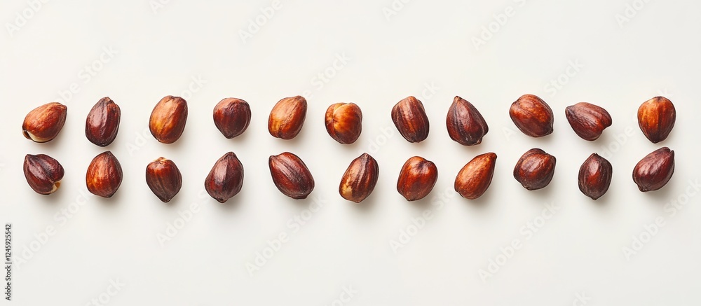 Poster braised peanuts in unopened skin arranged on a white background showcasing their rich texture and co