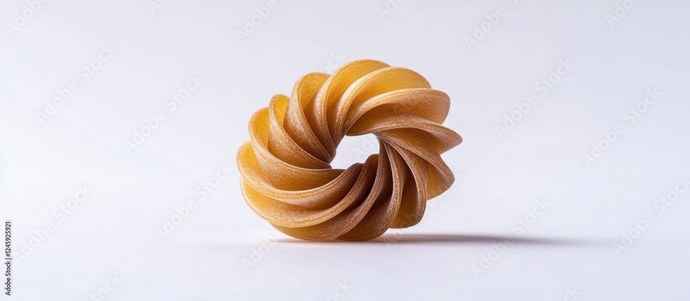 Poster buckwheat spiral uncooked pasta isolated on white background showcasing its unique shape and texture