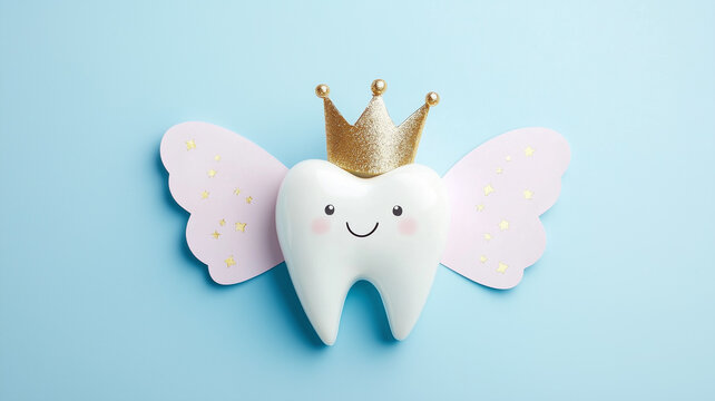 Minimalist and playful Tooth Fairy character perfect for children's dental themes.