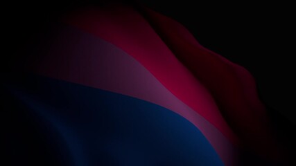A close-up of a realistic 3D bisexual pride flag waving under spot lighting. The animation highlights the vibrant pink, purple, and blue colors with smooth motion and elegant lighting. - Powered by Adobe