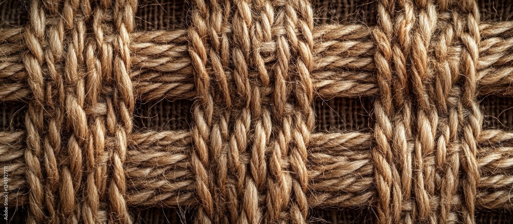 Poster Seamless burlap jute texture macro close-up woven background for design or textile applications