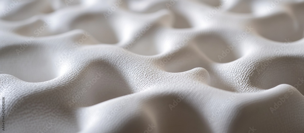 Fototapete Textured white surface with smooth waves creating a unique abstract pattern emphasizing depth and visual interest in design elements