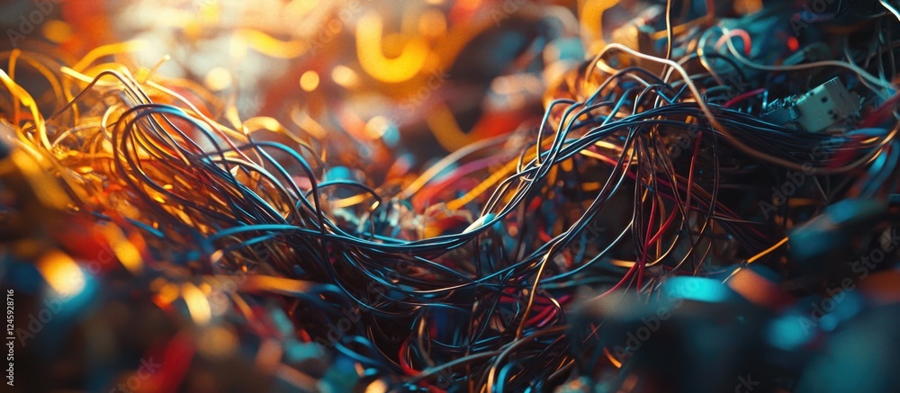 Aufkleber colorful tangle of electric wires and cables in abstract background design for technology and modern