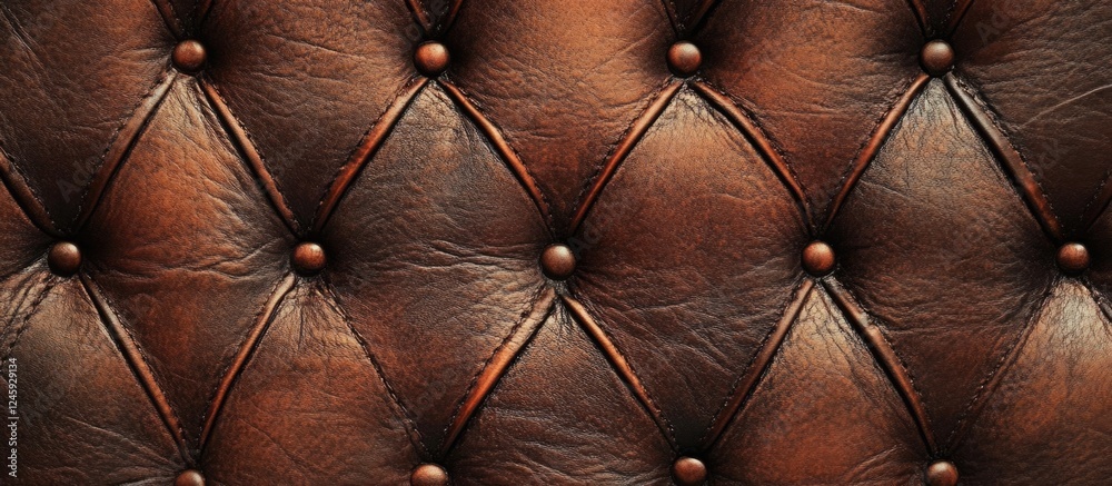 Poster Elegant Brown Leather Texture Background with Soft Tufting and Space for Custom Text Design