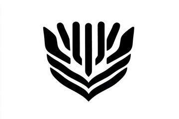 Obraz premium A black and white logo with a flower design