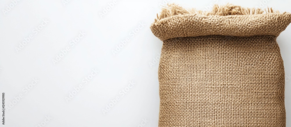 Poster burlap bag packaging template on a clean white background ideal for branding or product display with