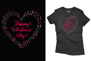 Valentine's Day T-Shirt Design Illustration With Heart Shape For Print, Poster, Card, Mug, Bag, And Invitation.