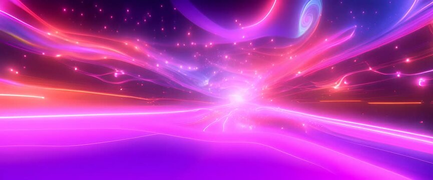 A mesmerizing abstract digital space filled with swirling colorful neon lights, creating a vibrant tapestry