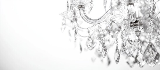 Elegant crystal chandelier with intricate detailing isolated on a clean white background, highlighting its luxurious design and shine.