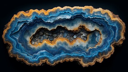 Fototapeta premium Blue and Gold Agate Geode Cross Section