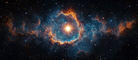 Vibrant Cosmic Nebula with Bright Star in Dreamy Atmosphere of Space and Colorful Brush Strokes